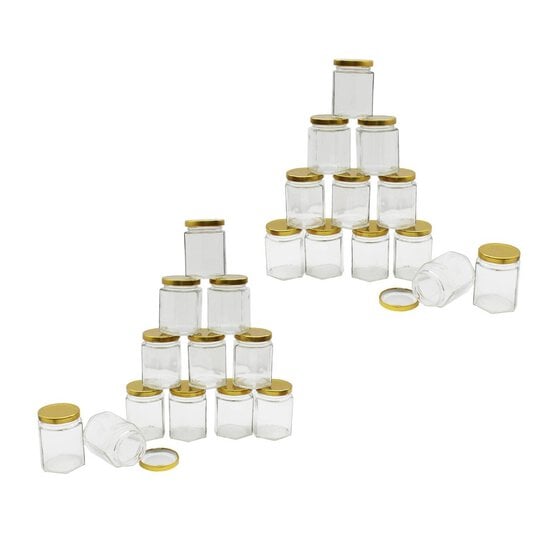 Clear Hexagonal Glass Jar 190ml 24 Pack Bundle