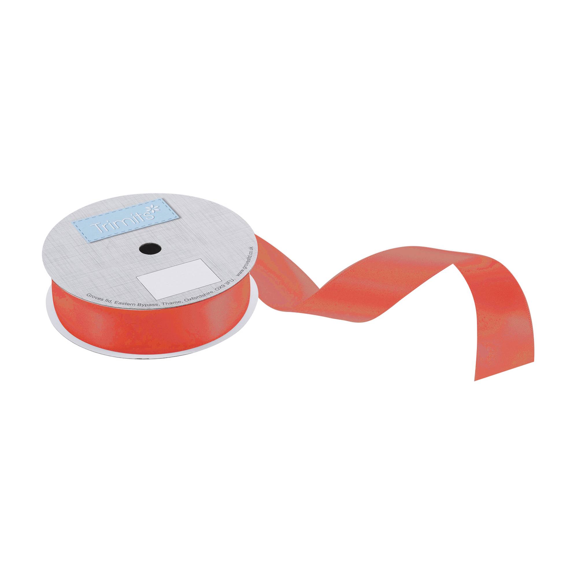 Trimits Neon Orange Double-Faced Satin Ribbon by the Metre 25mm