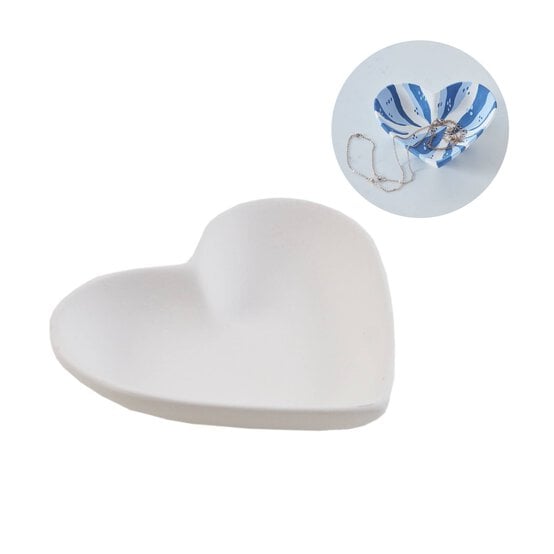 Unglazed Ceramic Heart Trinket Dish 12cm