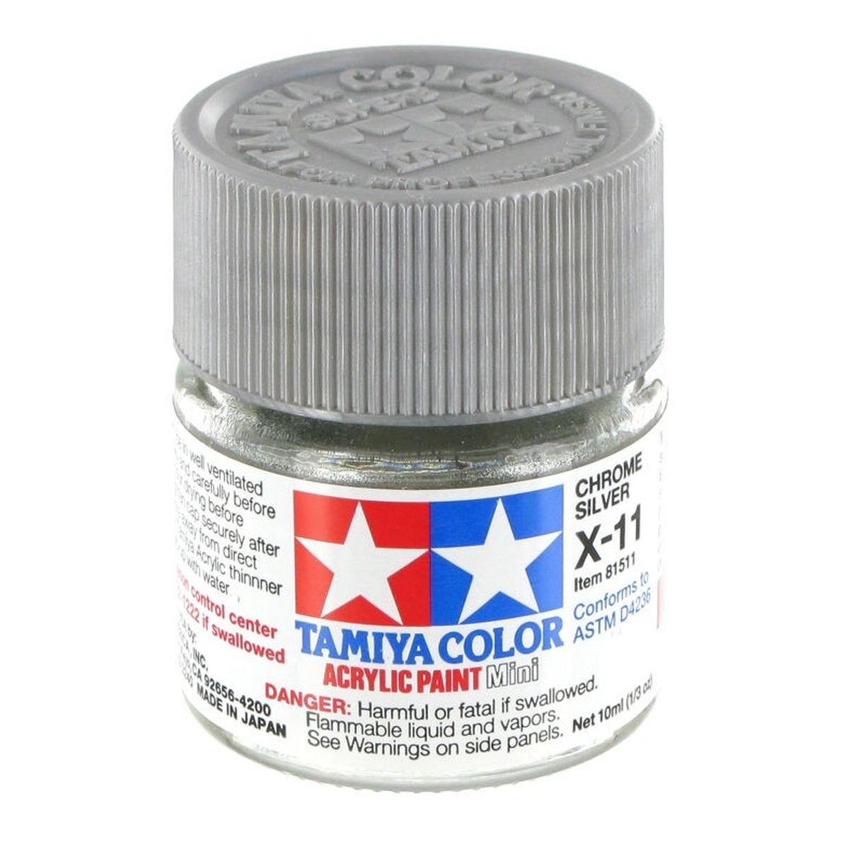 Tamiya Colour Acrylic Paint X-11 Chrome Silver 10ml
