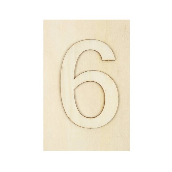 Wooden Number 6 Plaque 10cm x 15cm
