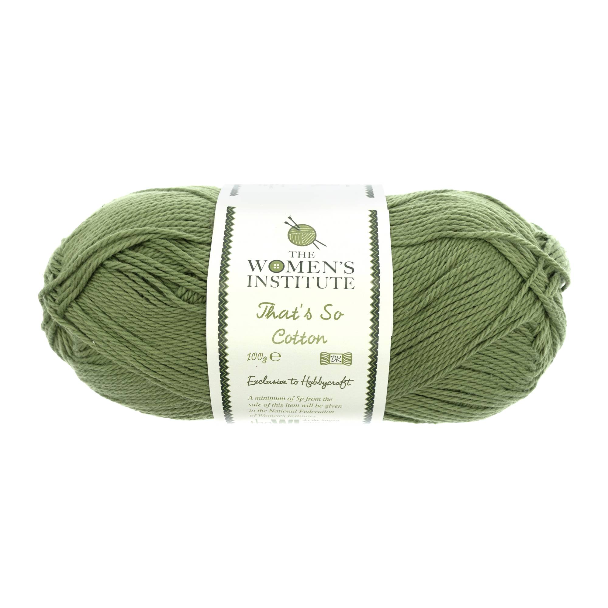 Women’s Institute Spring Green That’s So Cotton DK Yarn 100g