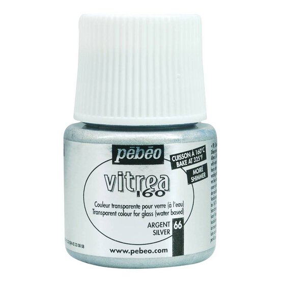 Pebeo Shimmer Silver Vitrea 160 Paint 45ml