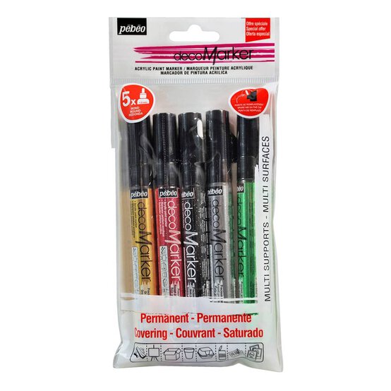 Pebeo Assorted Deco Markers 5 Pack
