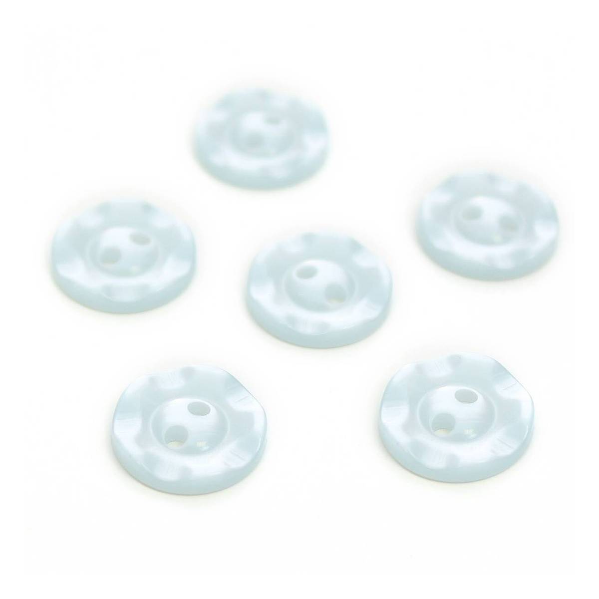 HemlineBaby Blue Basic Scalloped Edge Button 6 Pack