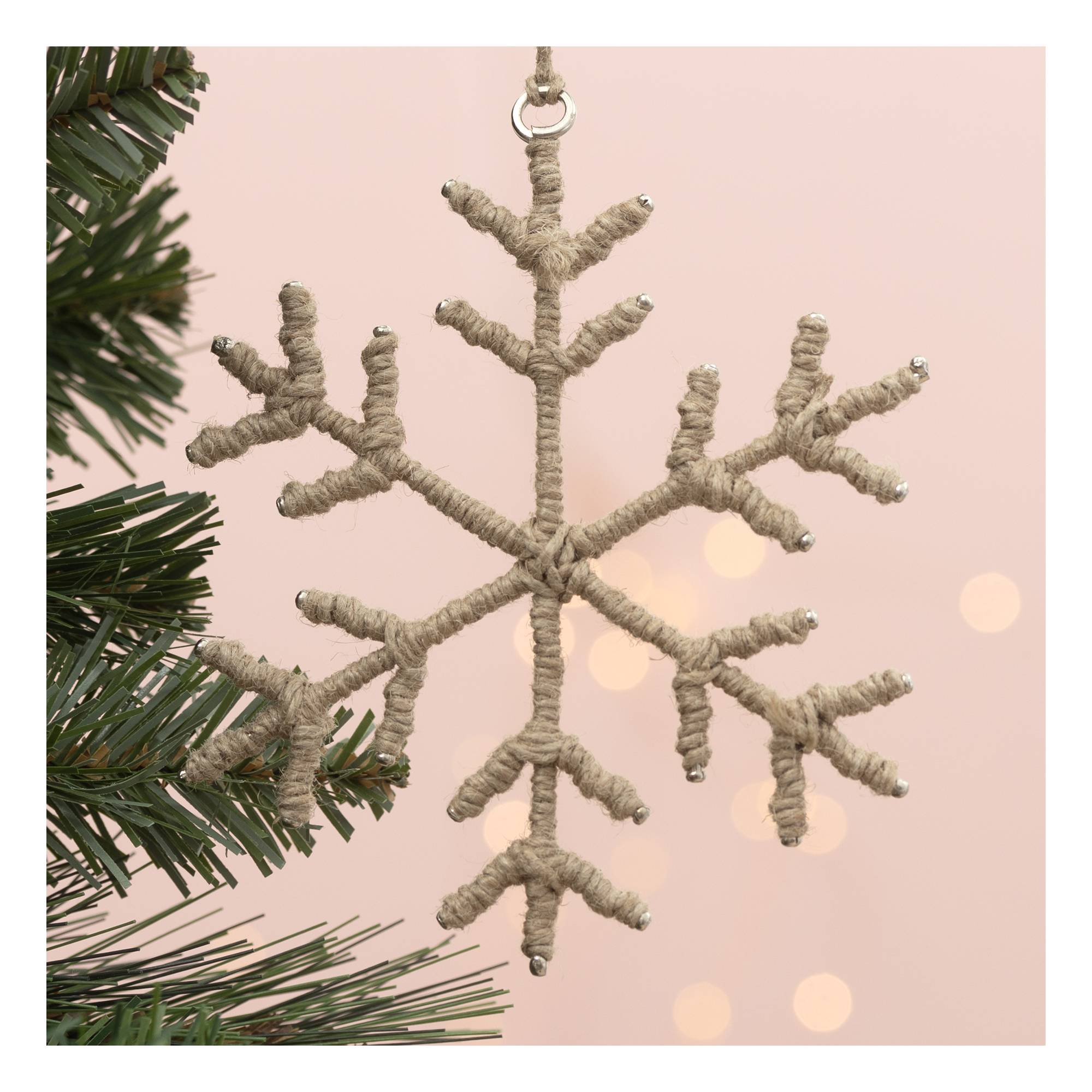 Hanging Twine Snowflake Decoration 11cm