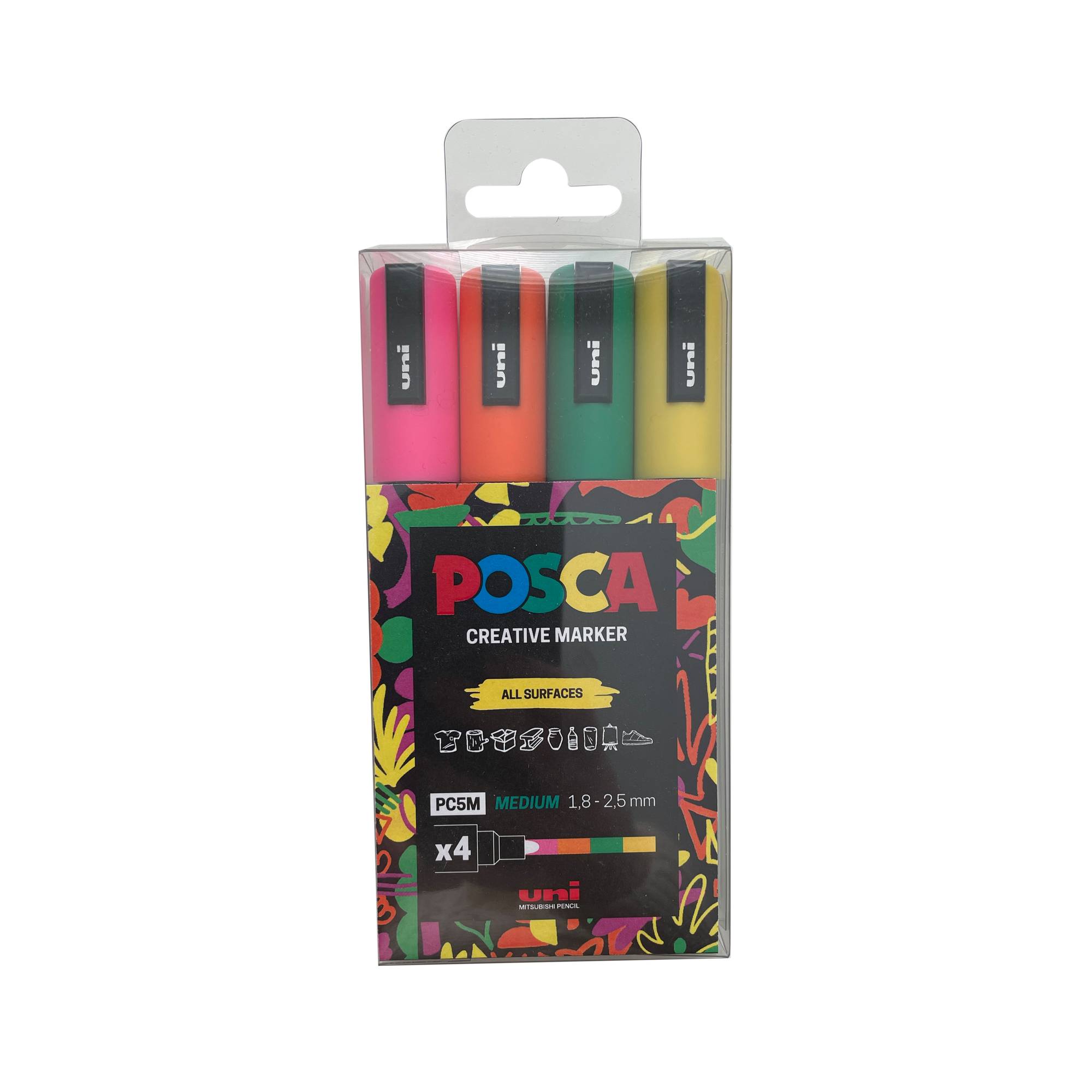 Uni-ball Posca PC-5M Colour Block Marker Pens 4 Pack