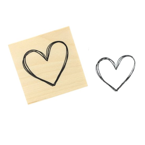 Heart Outline Wooden Stamp 3.8cm x 3.8cm