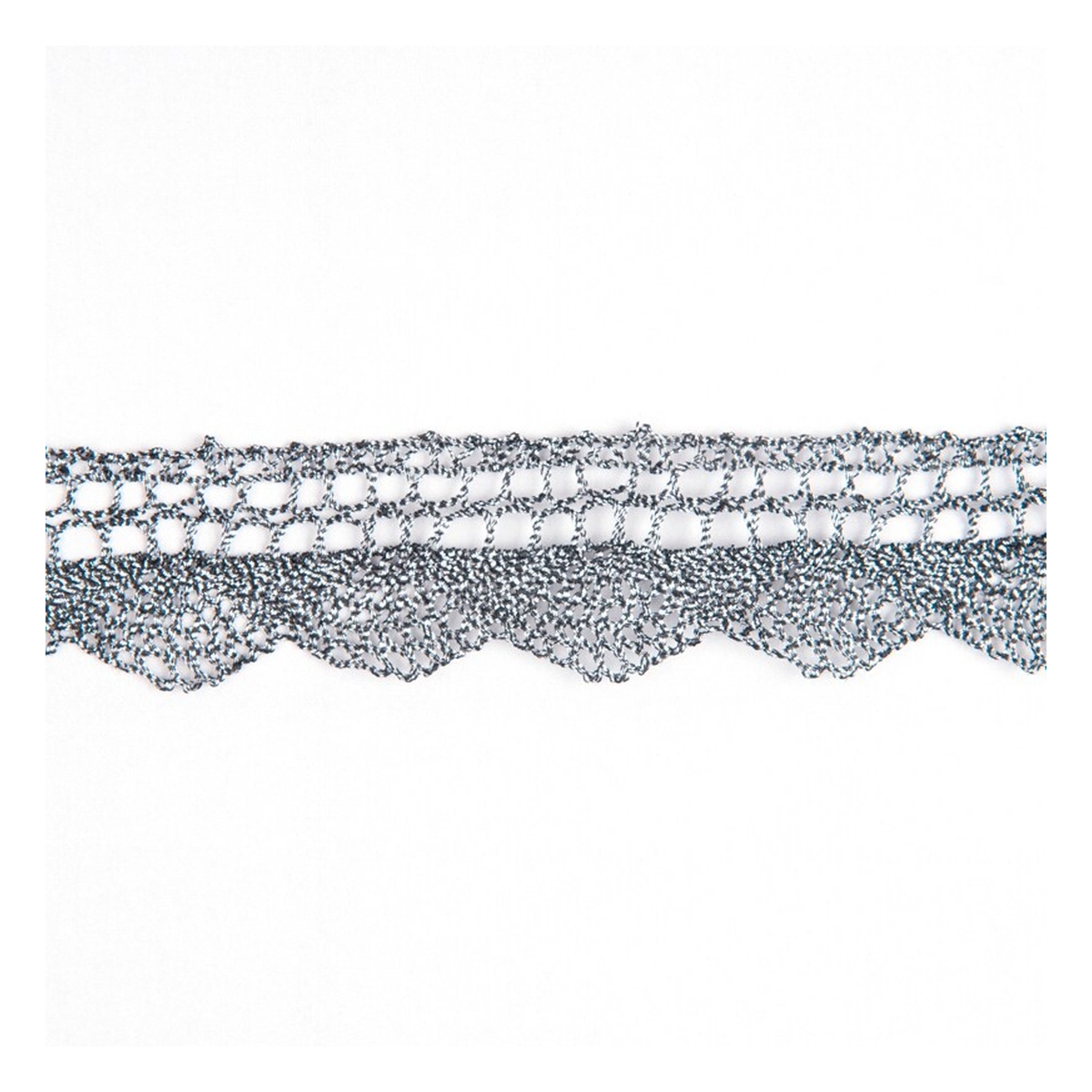 Silver 25mm Metallic Lace Trim by the Metre