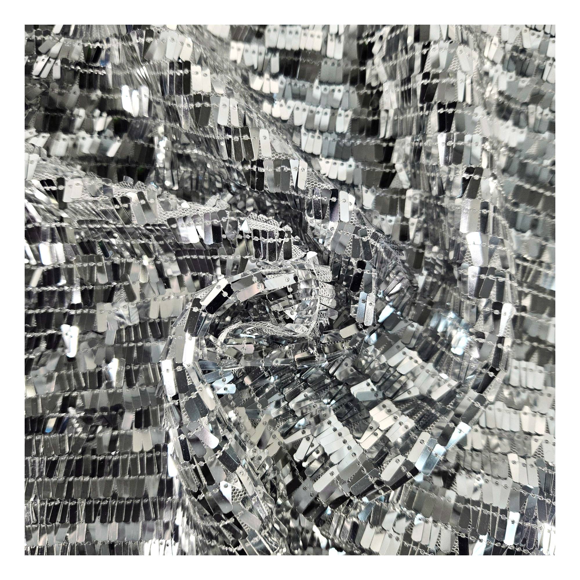 Silver Net Fringe Sequin Fabric by the Metre