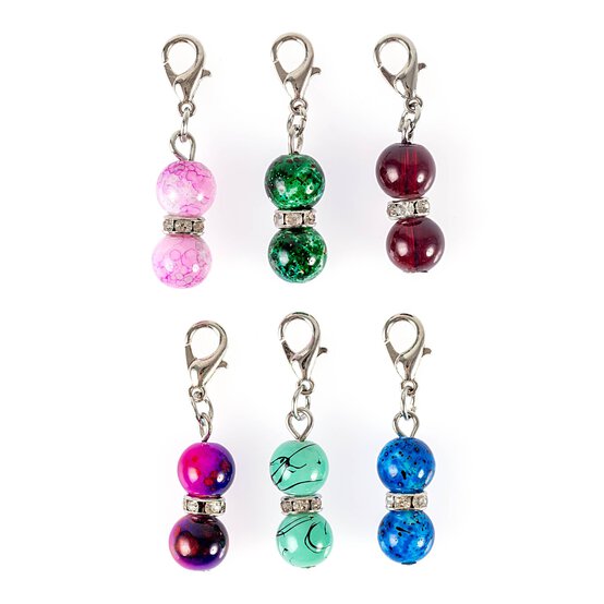 Round Bead Stitch Marker Charms 6 Pack