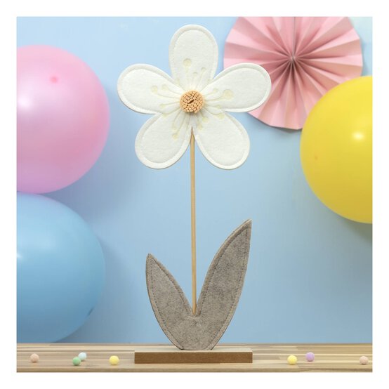 White Fabric Flower 38cm