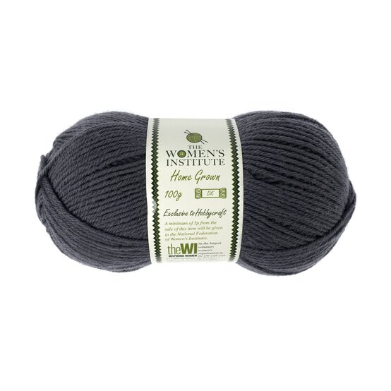 Women's Institute Dark Grey Home Grown DK Yarn 100g