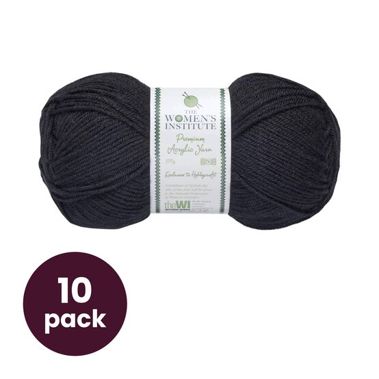 WI Black Premium Acrylic Yarn 10 Pack Bundle