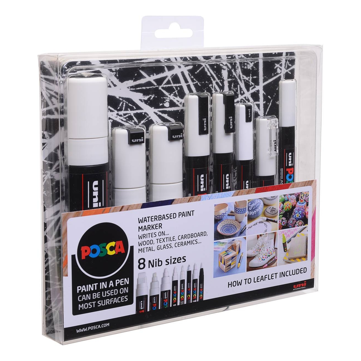 Uni-ball White Posca Marker Pens 8 Pack