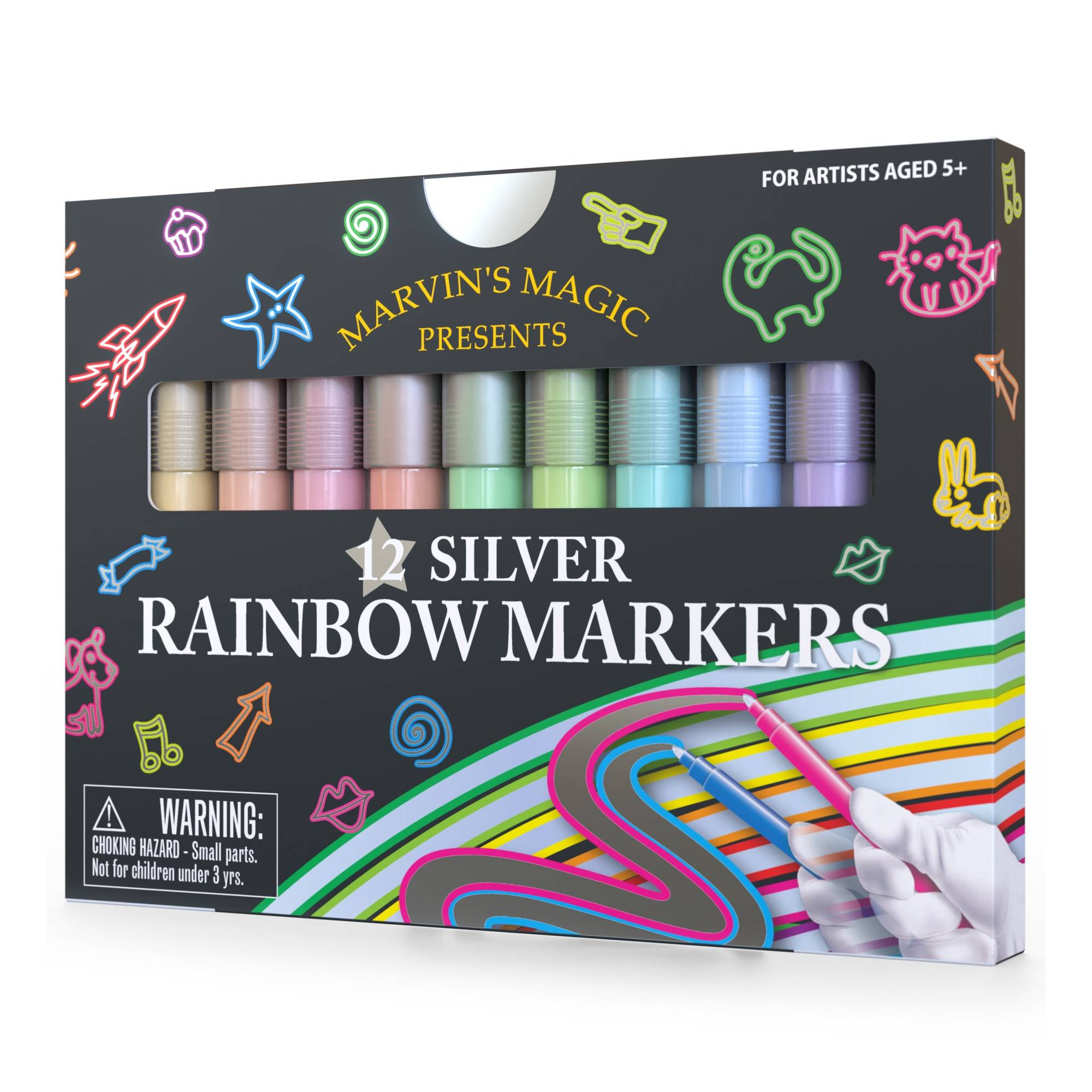 Marvin’s Magic Silver Rainbow Markers 12 Pack