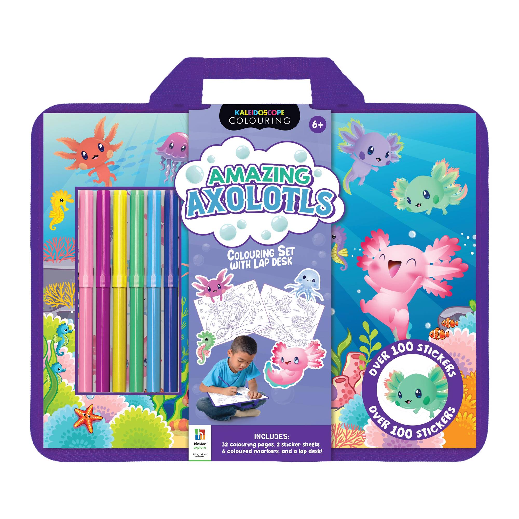 Amazing Axolotls Colour and Activity Set with Lap Desk