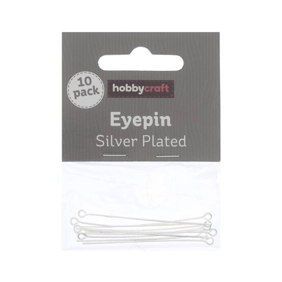 Silver Plated Eyepins 50mm 10 Pack
