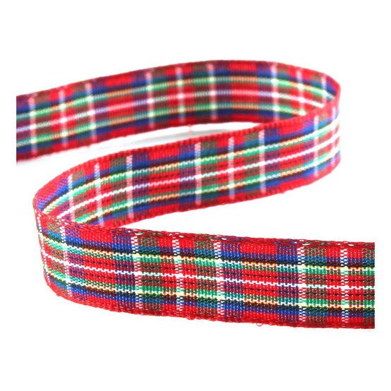 Red Tartan Ribbon 12mm x 5m