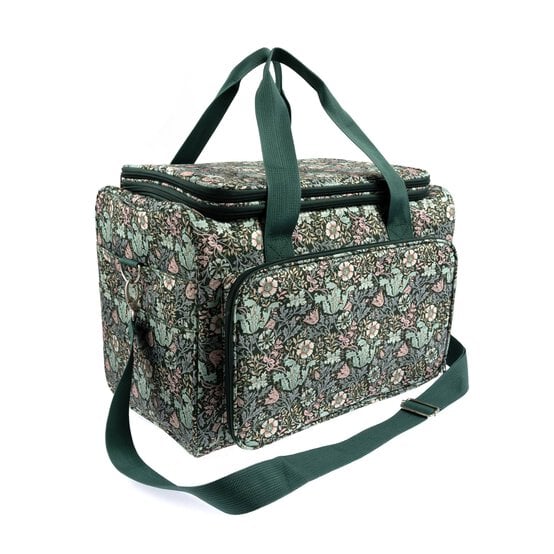 Floral Wood Block Large Craft Project Bag