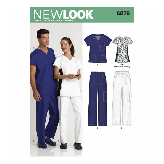 New Look Unisex Scrubs Sewing Pattern 6876