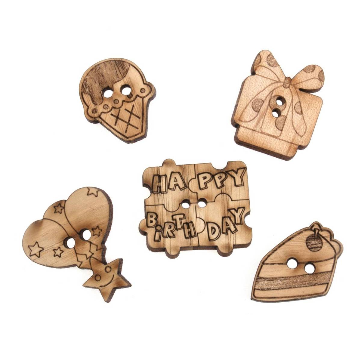 Trimits Wooden Birthday Buttons 5 Pieces