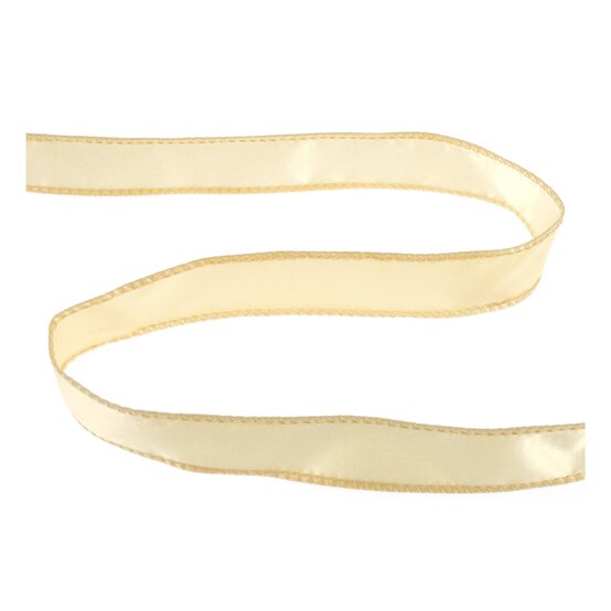 Light Gold Wire Edge Satin Ribbon 25mm x 3m