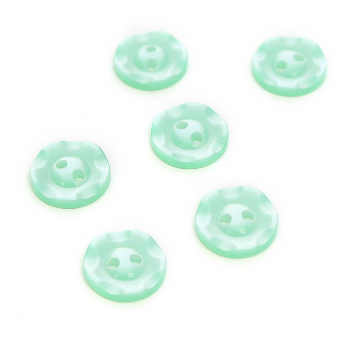 Hemline Light Green Basic Scalloped Edge Button 6 Pack