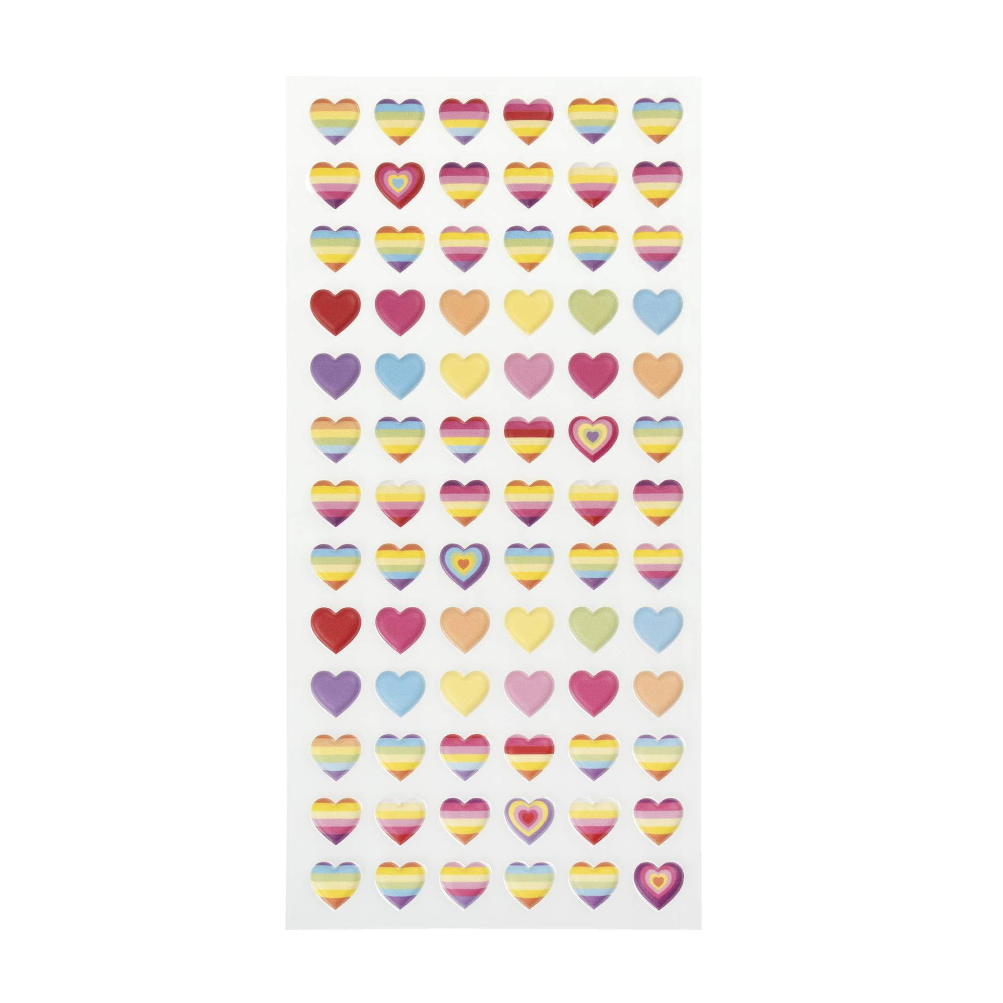 Rainbow Heart Puffy Stickers 78 Pack