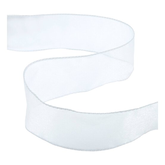 White Wire Edge Organza Ribbon 63mm x 3m
