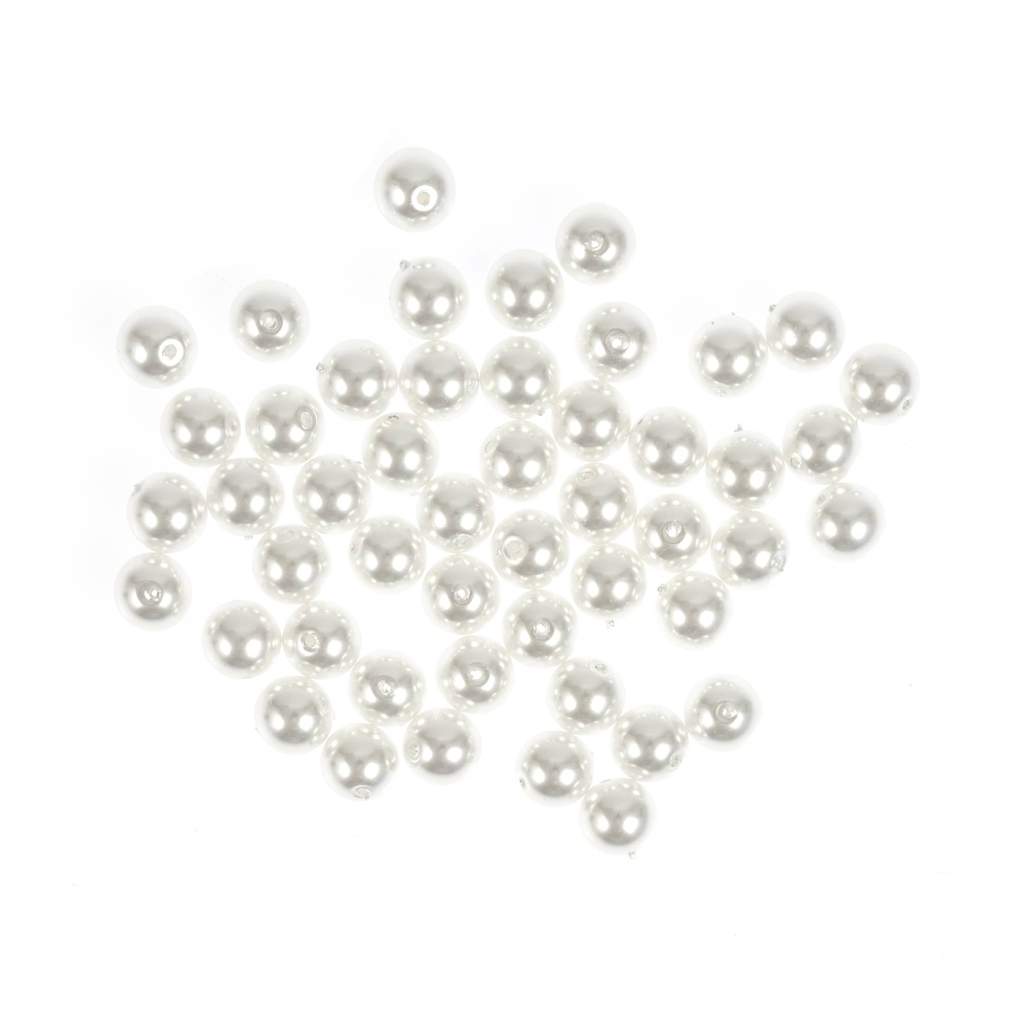 White Glass Pearl Beads 6mm 50 Pack