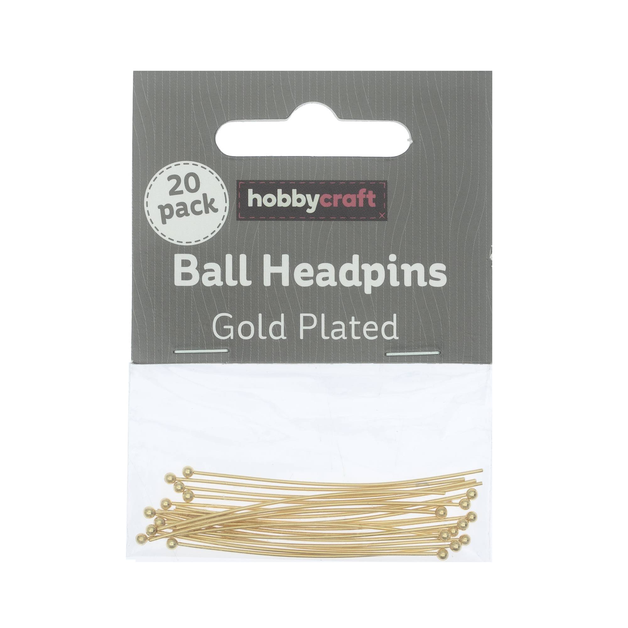 Gold Plated Ball Headpins 50mm 20 Pack