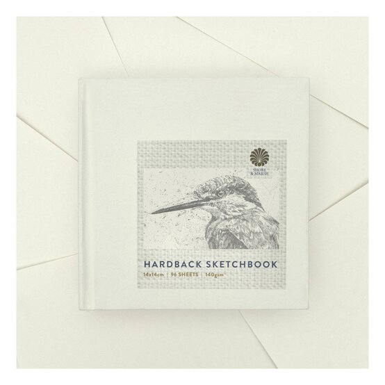Shore & Marsh White Square Hardback Sketchbook 14cm x 14cm 96 Sheets