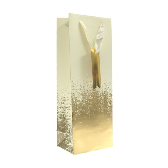 Gold and Cream Distressed Bottle Gift Bag 13cm x 35.5cm