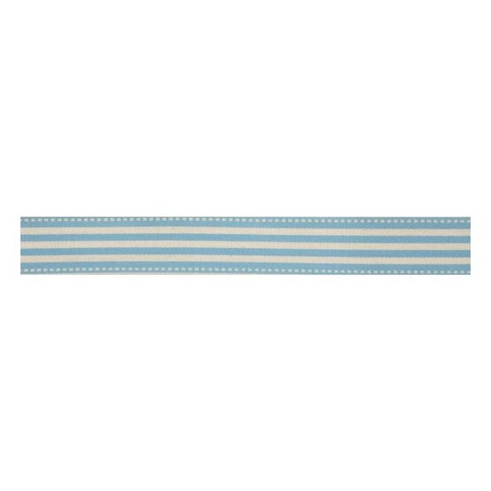 Blue Stripe Cotton Ribbon 15mm x 5m