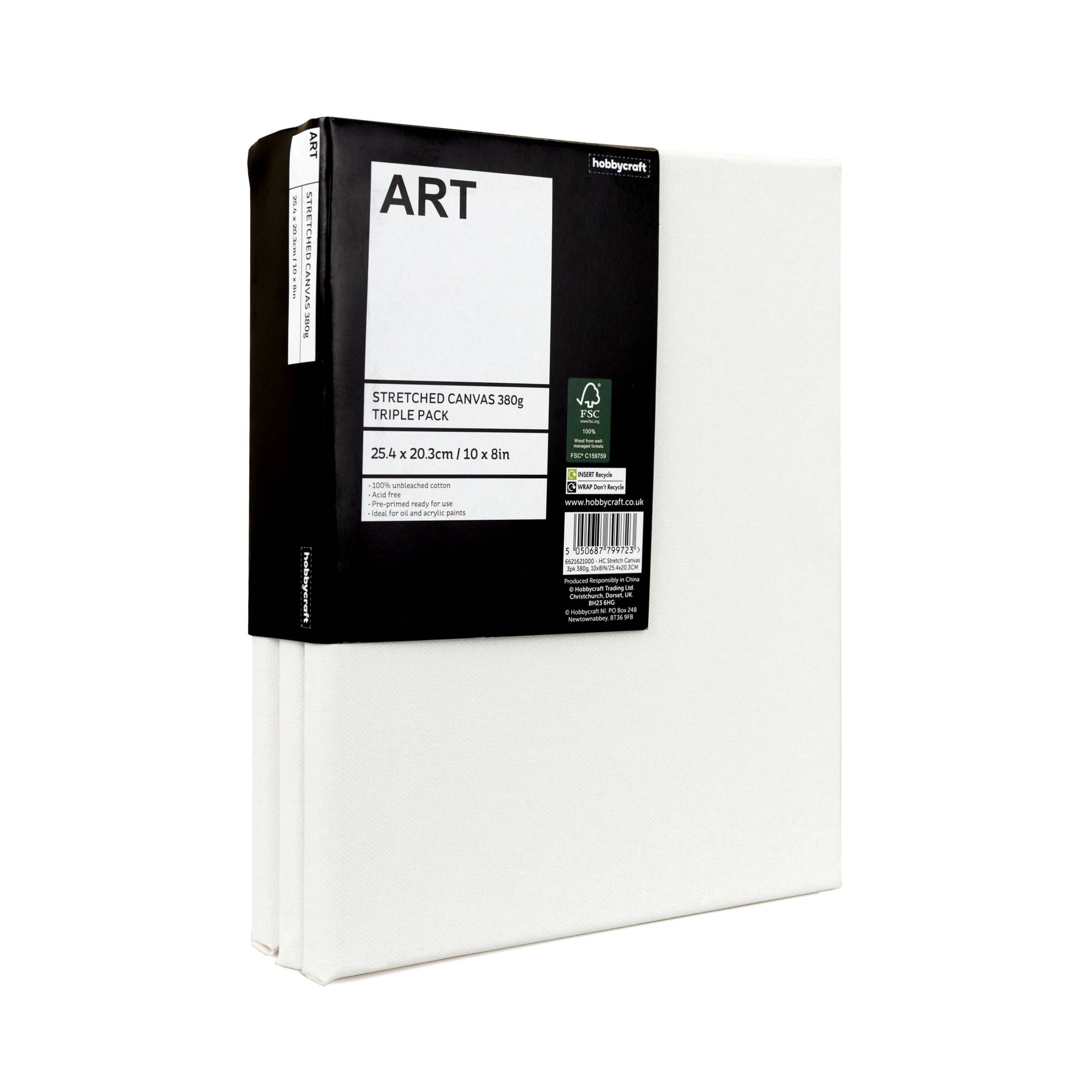 Stretched Canvas 25.4cm x 20.3cm 3 Pack