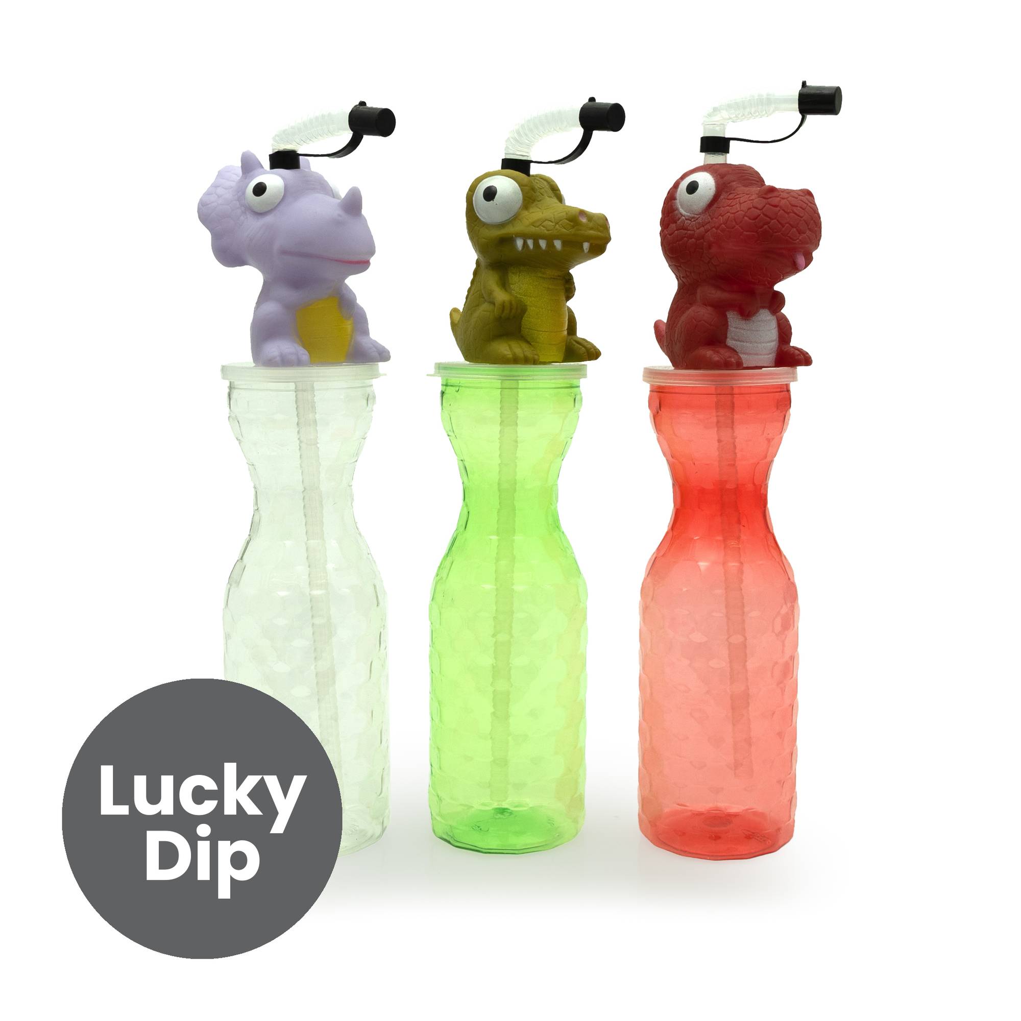 Assorted Dinosaur Bottle with Straw