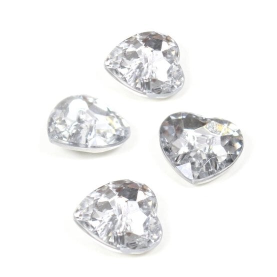 Hemline Clear Novelty Crystal Button 4 Pack