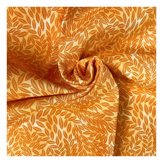 Orange Cotton Textured Leaf Blender Fabric?by the Metre