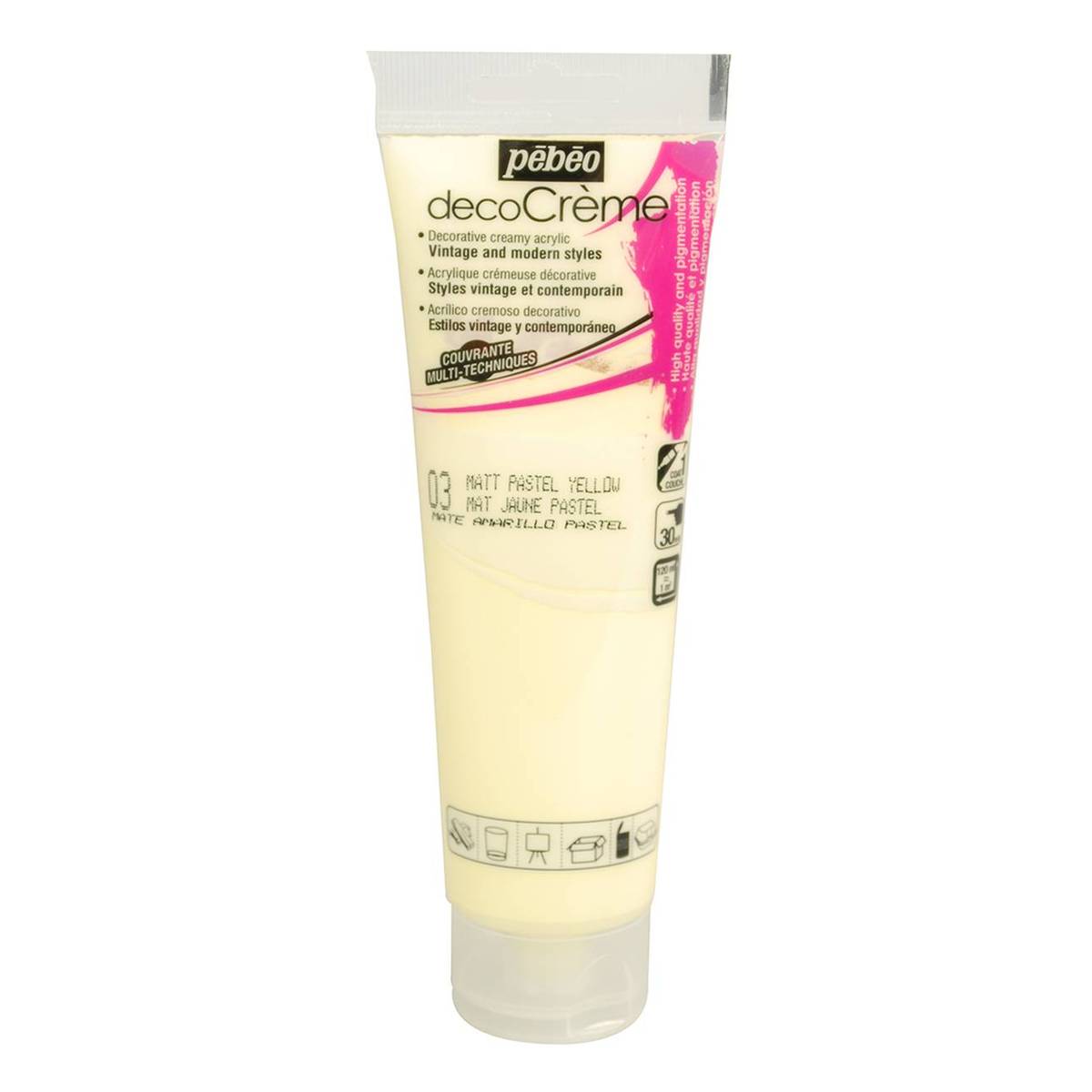 Pebeo Pastel Yellow Deco Creme Paint 120ml