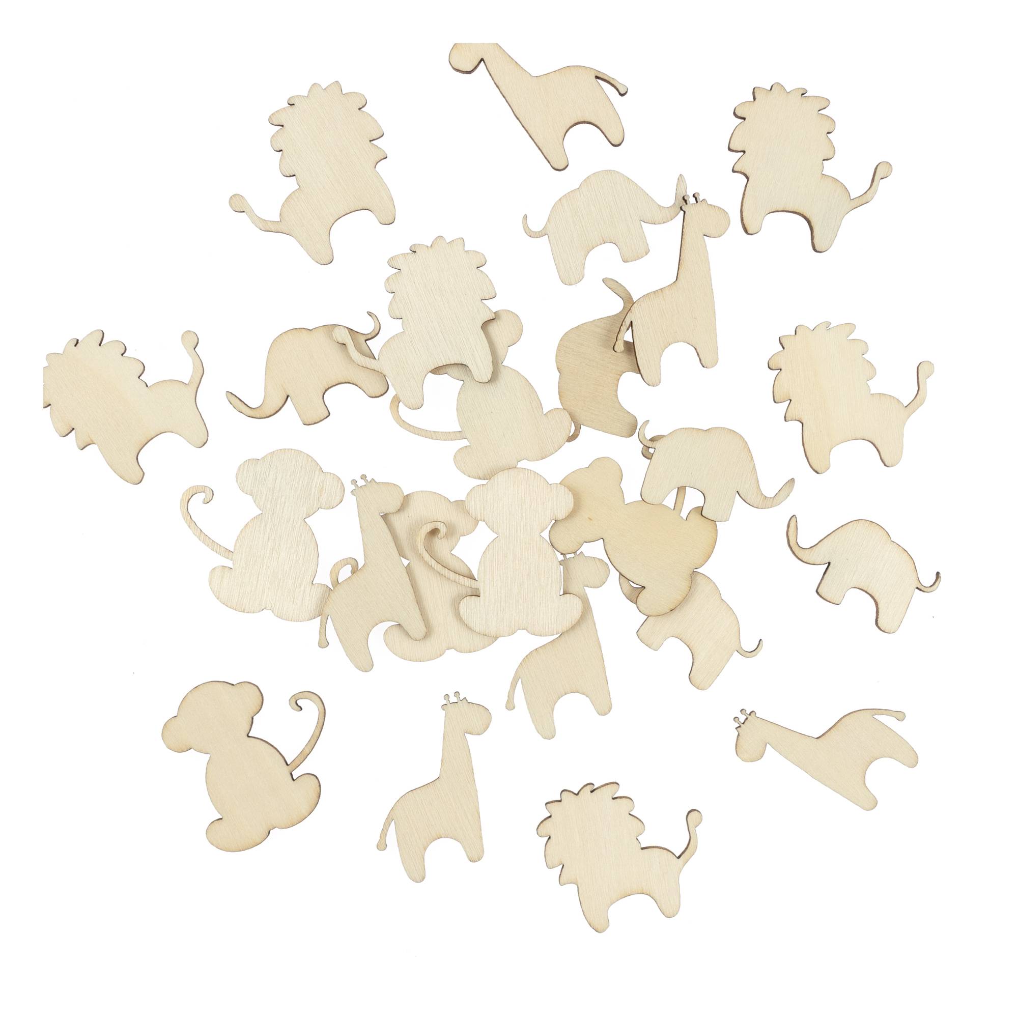 Wooden Safari Animal Confetti 24 Pieces
