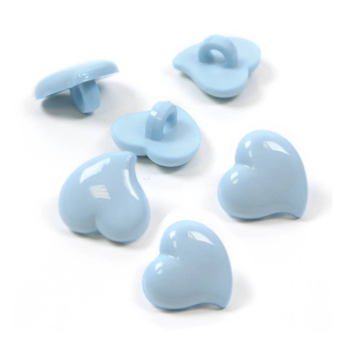 HemlineBaby Blue Novelty Hearts Button 6 Pack