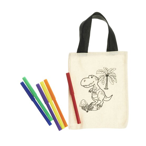 Dino Colour-In Canvas Bag