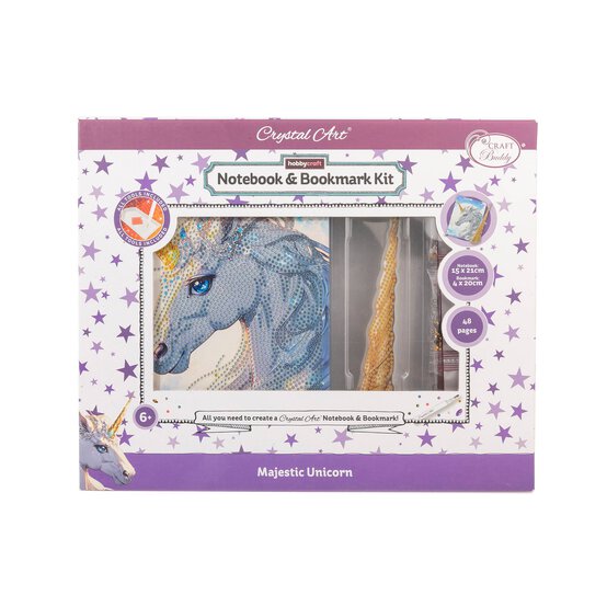 Crystal Art Majestic Unicorn Notebook Kit