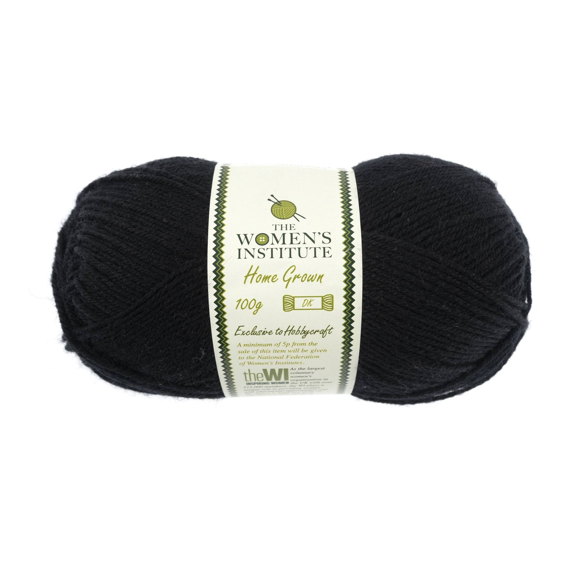 Women's Institute Black Home Grown DK Yarn 100g