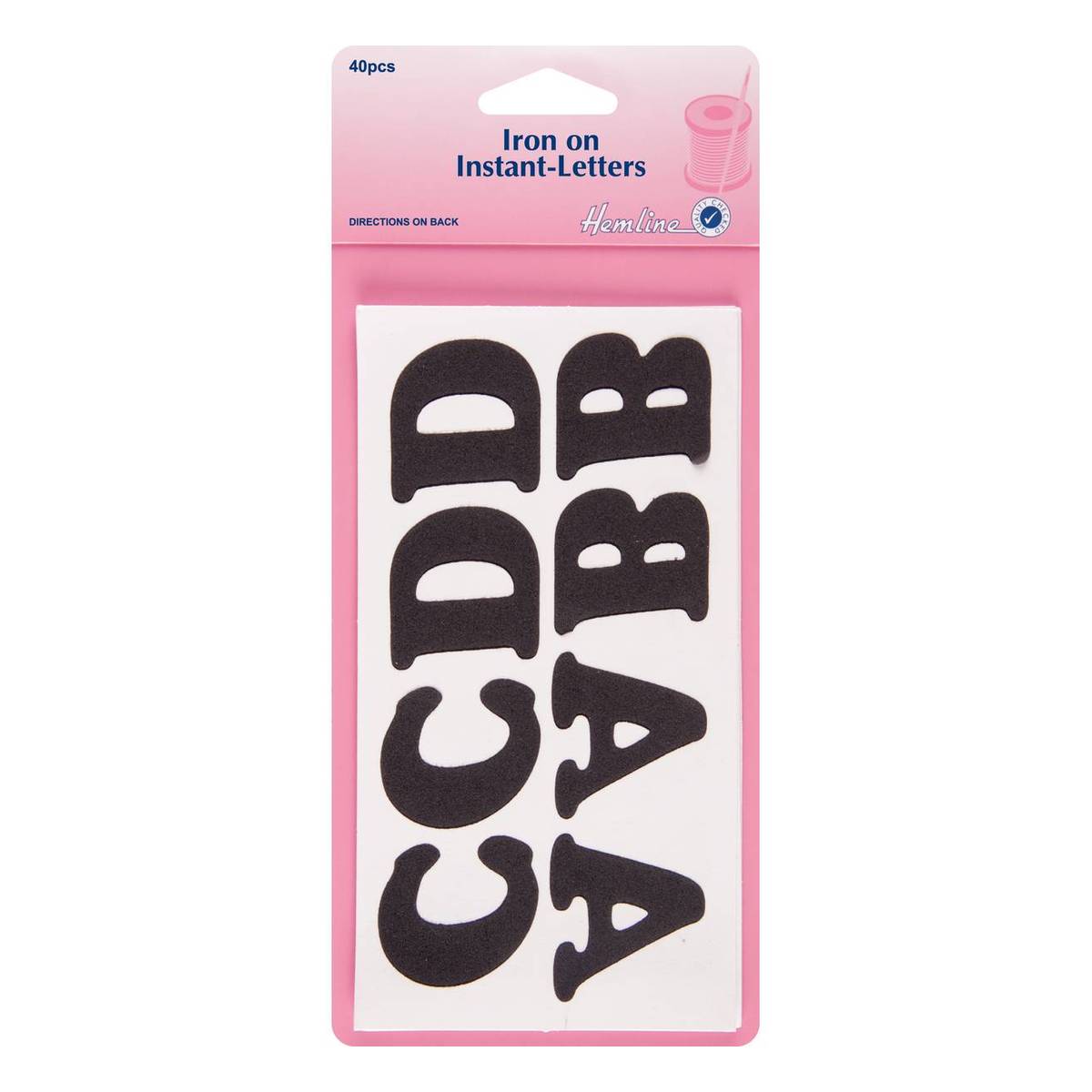 Hemline Black Iron On Instant Letters 40 Pack