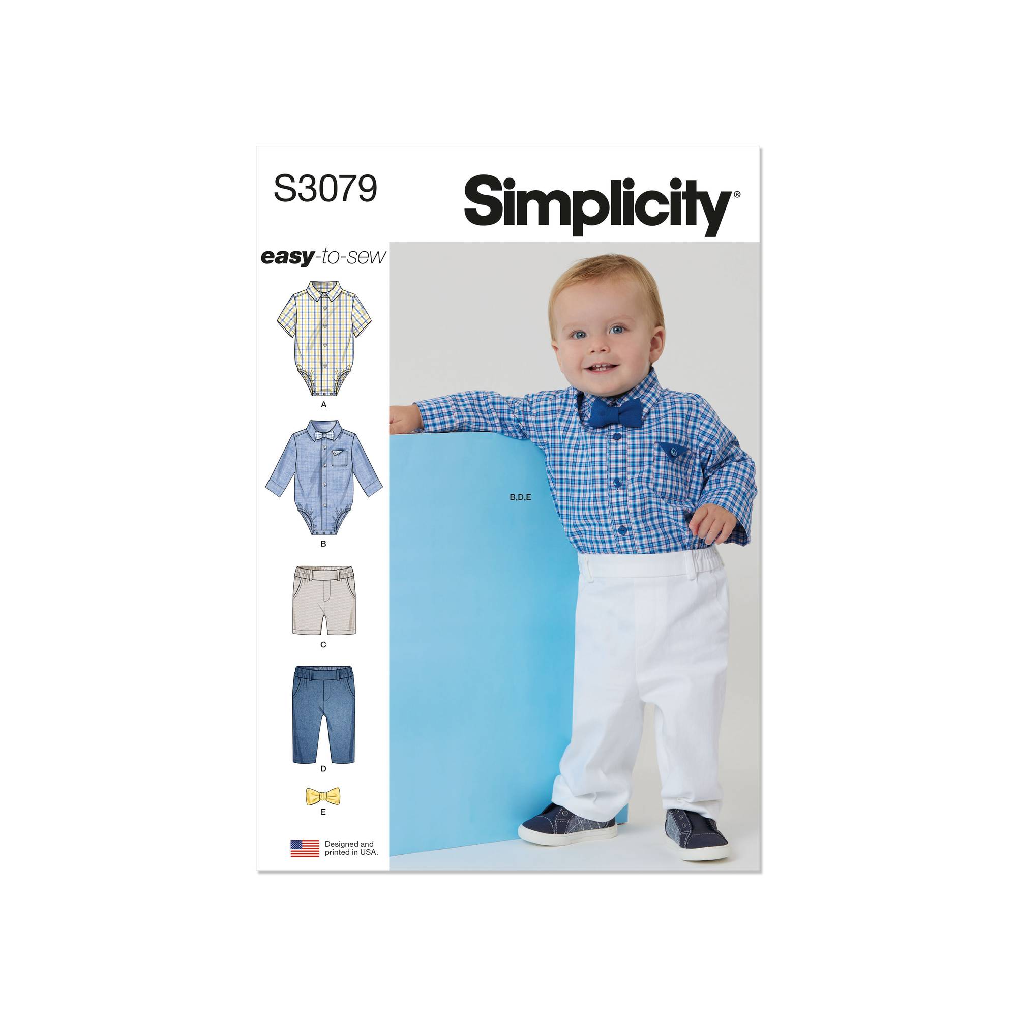 Simplicity Babies’ Bodysuits, Shorts and Trousers Sewing Pattern S3079
