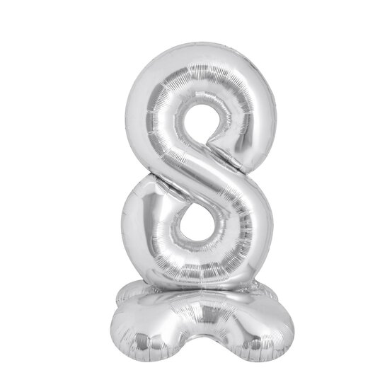 Standing Silver Number 8 Balloon 1m