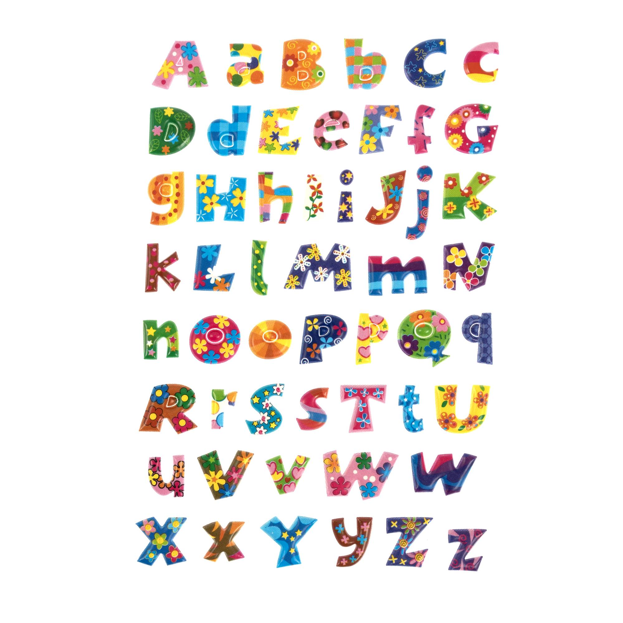 Bright Flower Alphabet Puffy Stickers