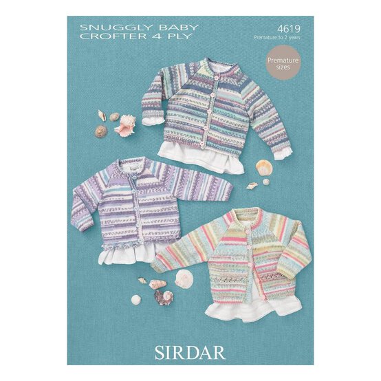 Sirdar Snuggly Baby Crofter 4 Ply Cardigan Digital Pattern 4619